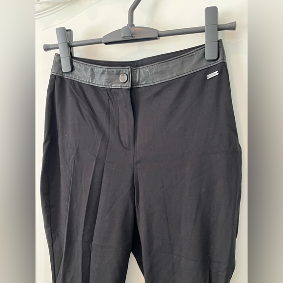 Armani Exchange Black Faux Leather Waist Band Padding Detail Button Zipper Pants - Picture 5 of 12